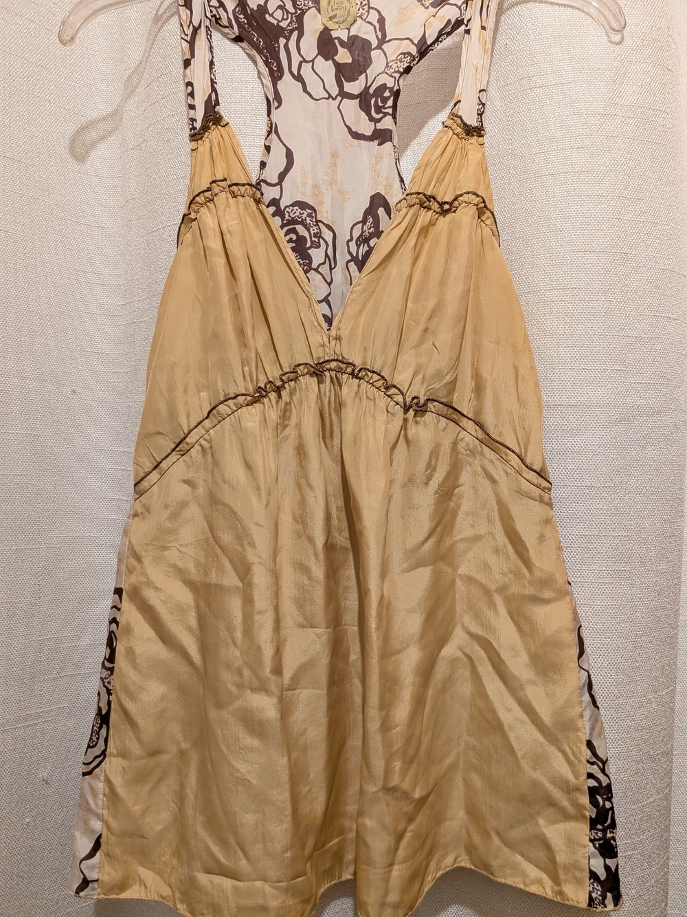 Beige Floral-Back Silk-Blend Camisole Top